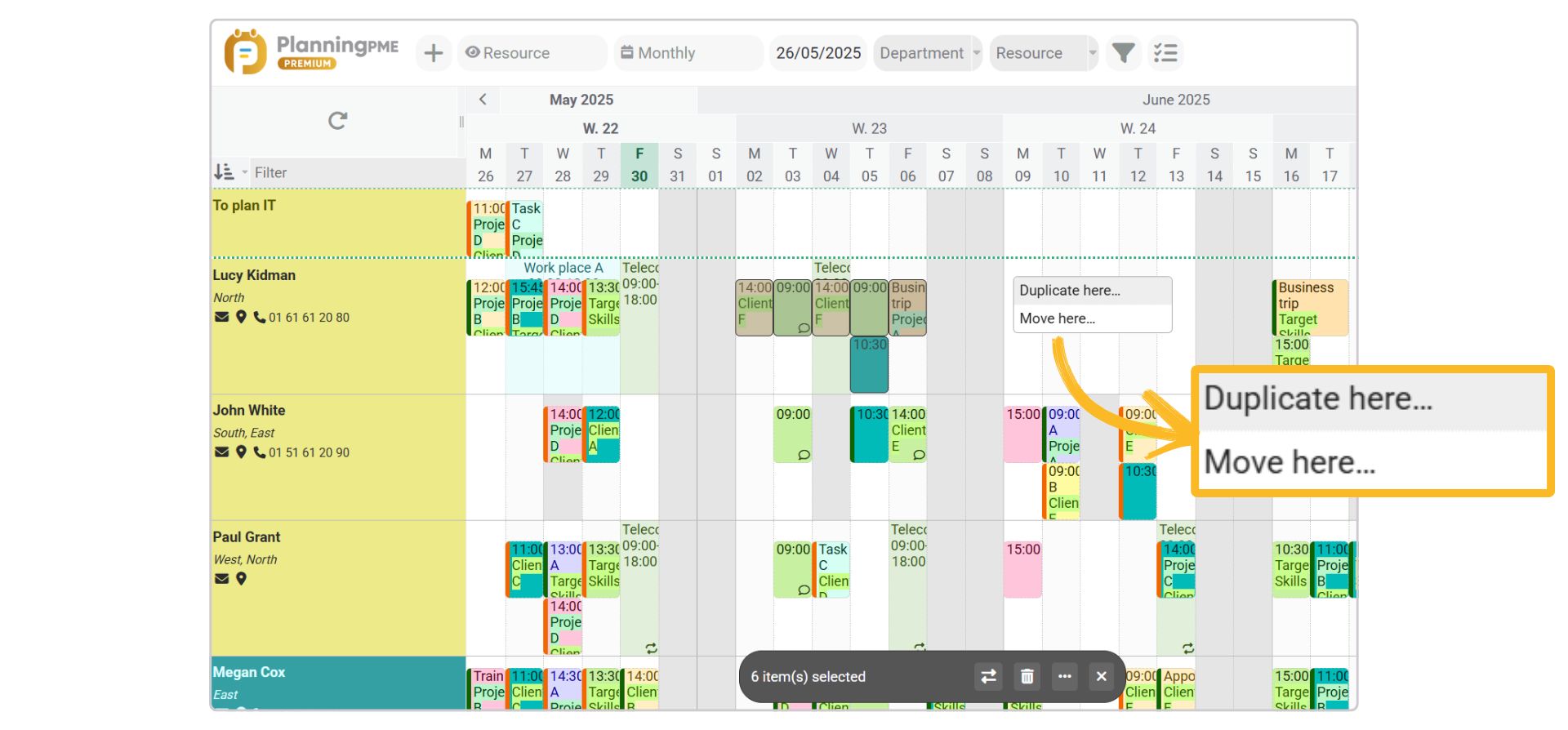 Duplicar ou mover vrios eventos