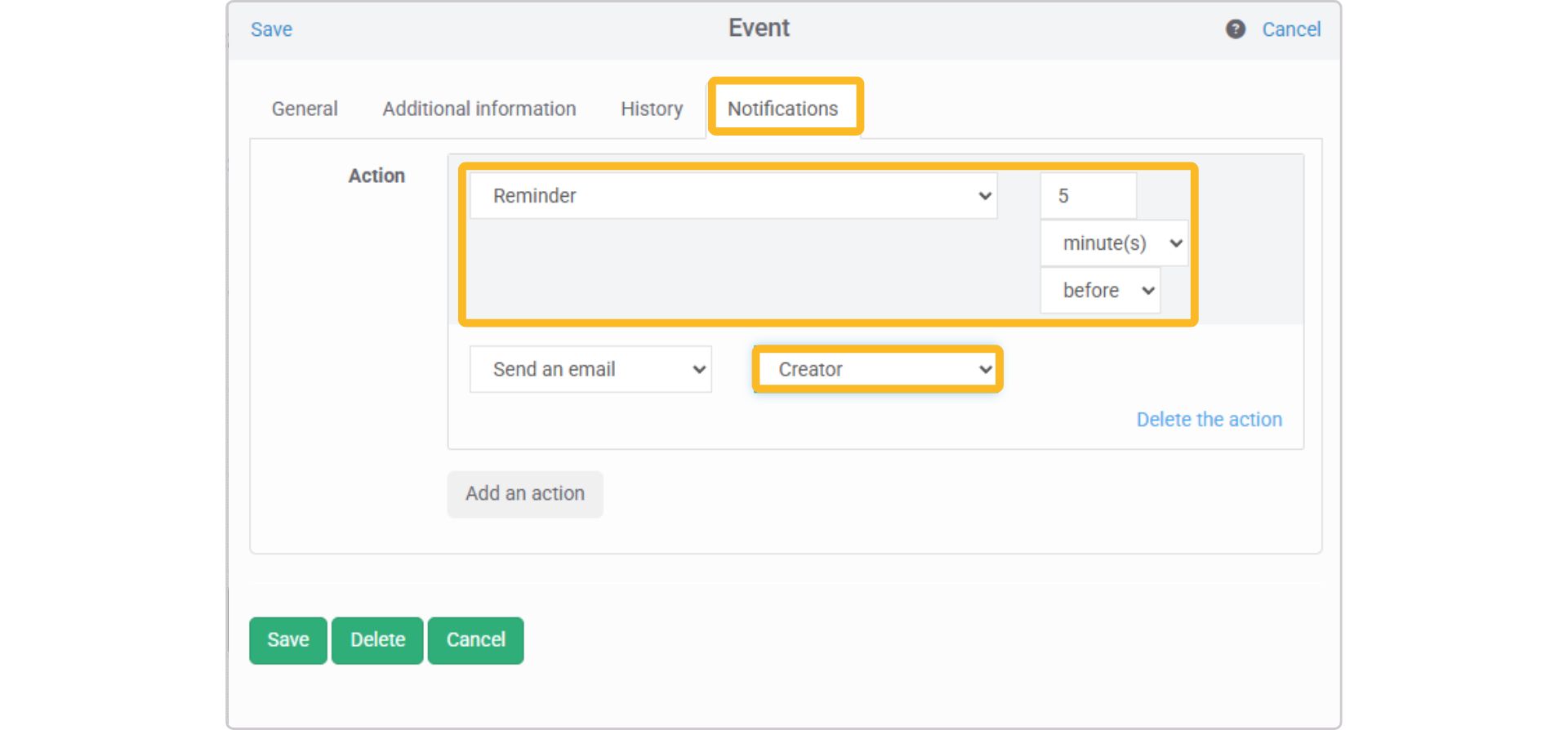 Exemplos de notificaes no calendrio