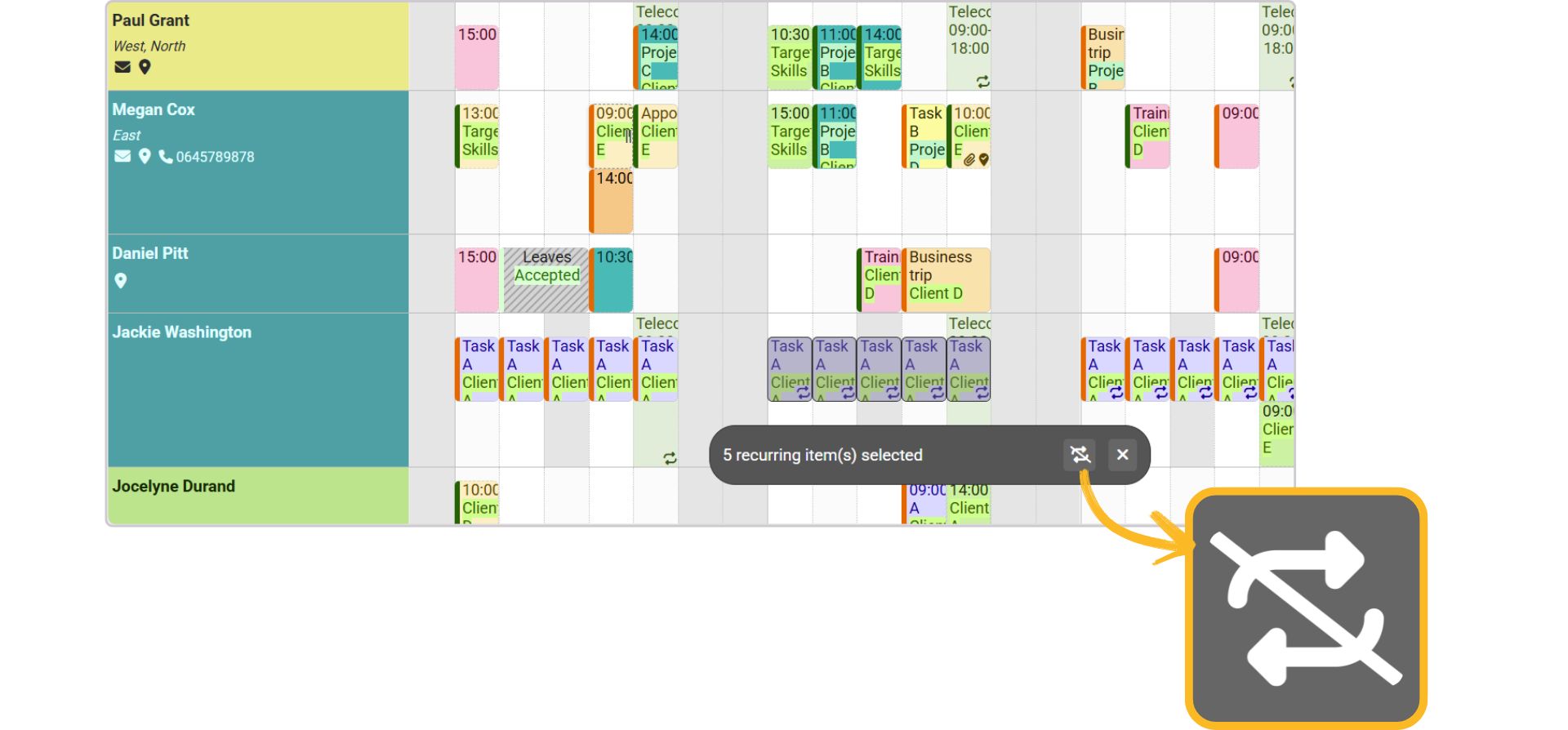 Acerte a recorrncia de um conjunto de eventos no planeamento