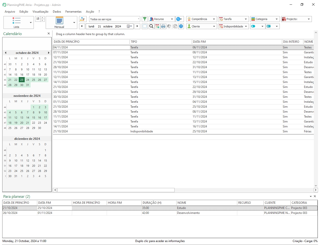 sobre o projecto: PlanningPME