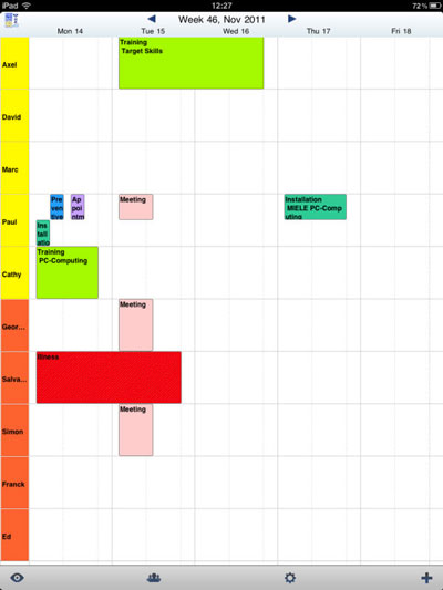 horrio semanal em PlanningPME Mobile