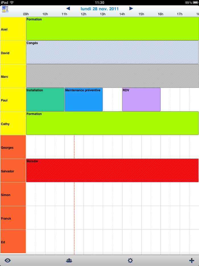 horrio dirio em PlanningPME Mobile